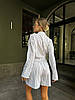Жіночий стильний легкий білий костюм-двійка із софту в смужку: Шорти та Сорочка вільного крою, фото 5