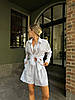 Жіночий стильний легкий білий костюм-двійка із софту в смужку: Шорти та Сорочка вільного крою, фото 9