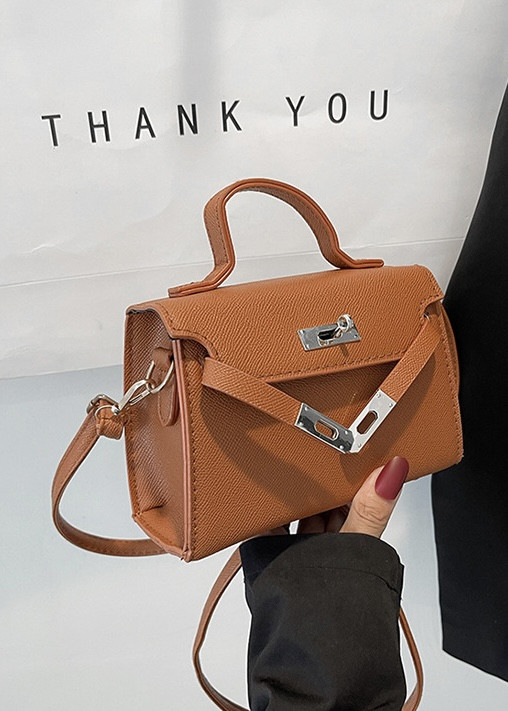 Жіноча сумка крос-боді на ремінці через плече коричнева, фото 1