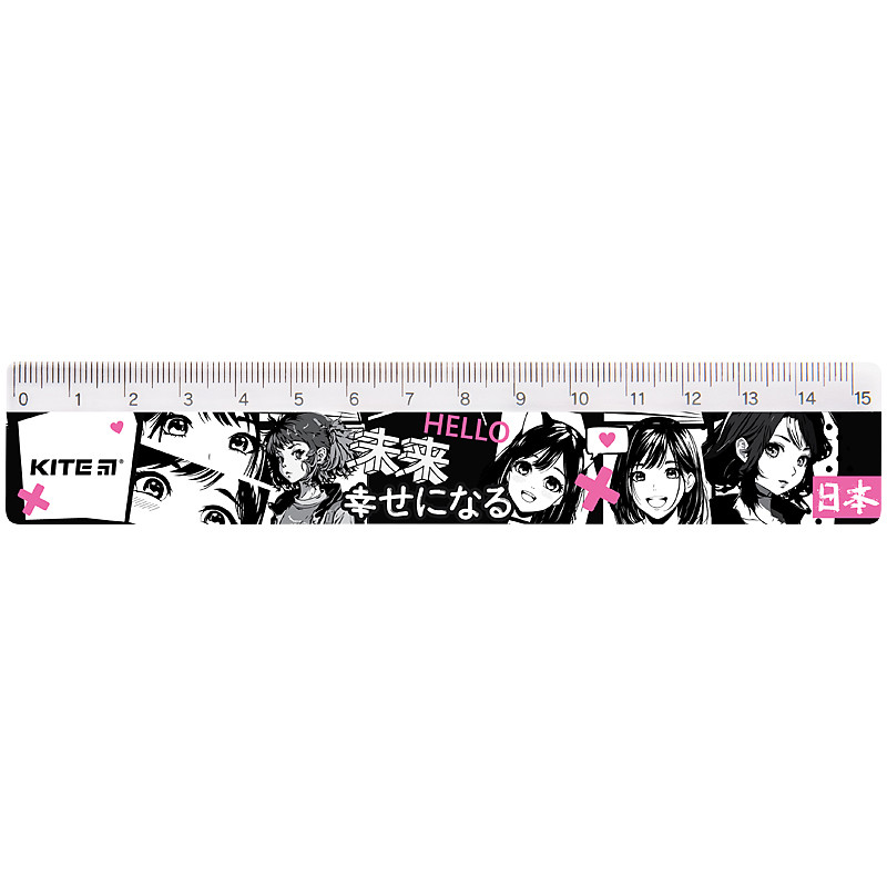 Лінійка пластикова Kite Anime K24-090-3, 15 см