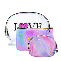 Набор косметичек для хранения аксессуаров и косметики из 3 штук Love, Фиолетовый