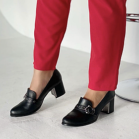 Туфлі жіночі з натуральної шкіри чорного кольору на підбора 6 см “Style Shoes”