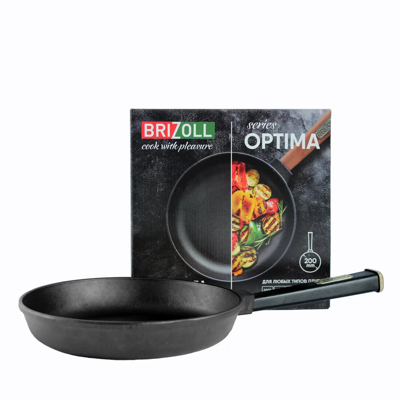 Сковорода чавунна Optima-Black Brizoll 200 х 35 мм без кришки