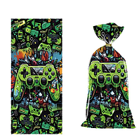 Пакети з малюнком Джойстик зелений Геймпад універсальні фасувальні з затискачами 10 шт 27х 12.5 см