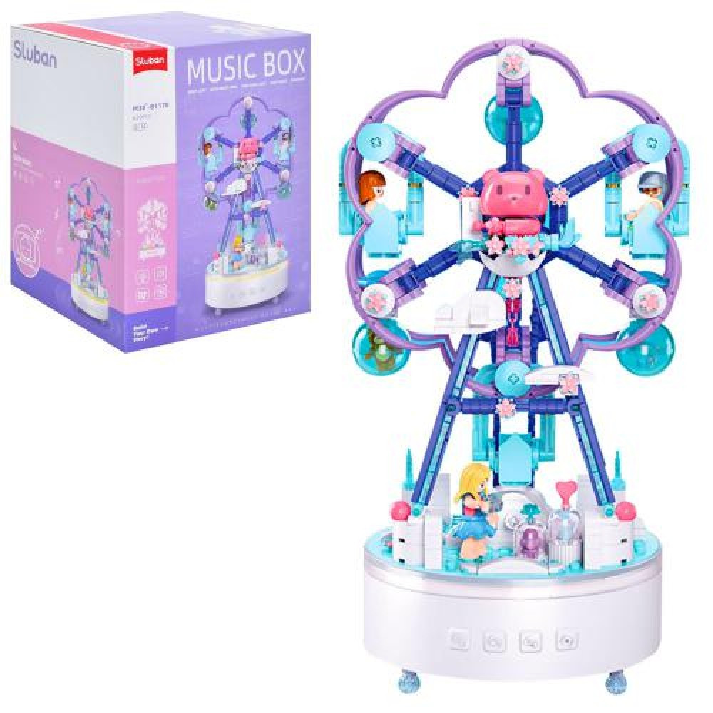 Конструктор SLUBAN M38-B1170 "Музичний карусель", 620 деталей, колискові, світло, на батарейках, фото 1