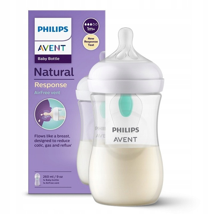 Пляшечка для новонароджених Philips AVENT Natural Response SCY673/01 260 мл з вставкою AirFree