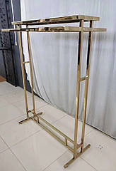 Стійка вішала для одягу з полицею зверху в золоті