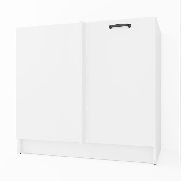 Нижня кутова тумба для кухні з ЛДСП з полицею для зберігання, дводверний кухонний модуль з МДФ дверима, фото 1