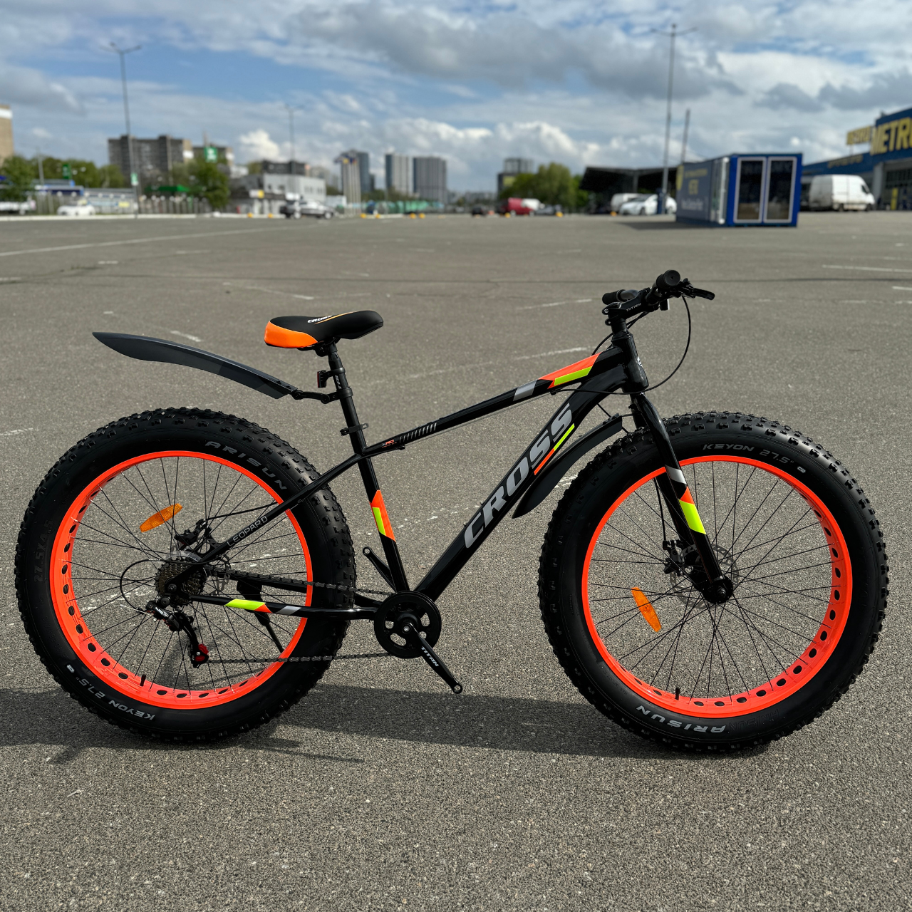 Позашляховик фетбайк 27.5 /4.5 Giant Mbike (fatbike) чорно-помаранчевий велосипед New fatbike (широка покришка 4.5) 2025