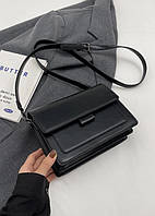 Жіноча класична сумка велика 2834-1 на пояс крос-боді на три відділи чорна