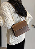 Жіноча класична сумка велика 2834-3 на пояс крос-боді на три відділи коричнева руда, фото 7