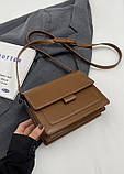 Жіноча класична сумка велика 2834-3 на пояс крос-боді на три відділи коричнева руда, фото 2