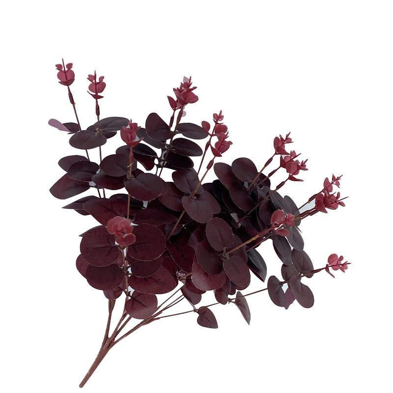 Букет евкаліпт, 5 шт. Евкаліптовий букет штучний, Штучний евкаліптовий букет бордовий, Евкаліпт 50 см, фото 1