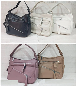 Сумочка жіноча 29*26 см на блискавці зі штучної шкіри у різних кольорах Fuerya