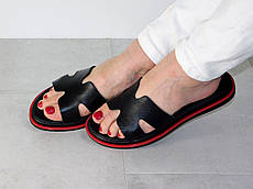 Шльопки стильні шкіряні жіночі чорні 38р