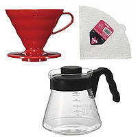 Комлект Hario V60 Base Red 02 на 3 предмета