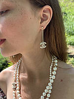 Набір сережки та підвіска з логотипом і перлами