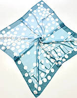 Брендова шифонова хустка Valentino Валентино в горошок. Молодіжна літня хустка з ручною підшивкою Бірюзовий