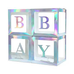 Набір коробок для повітряних куль "BABY" колір голограма