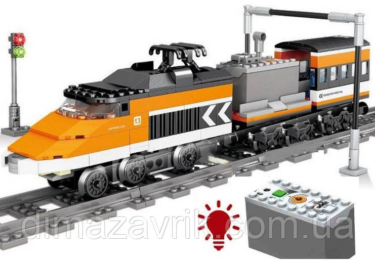 Конструктор Kazi 98234 "Пасажирський потяг 35,5 см з електромотором" 326 деталей, фото 1