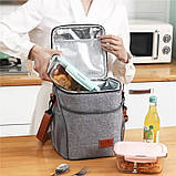 Термосумка, сумка холодильник для пікніка Picnic 10л, cіра, фото 2