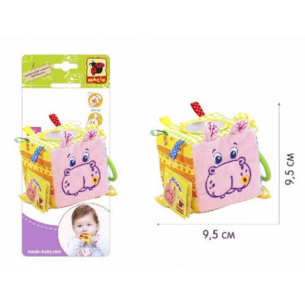 Іграшка м'яконабивна Пiдвiска-Кубик Зоо Бегемот Добряк МС 110202-02, фото 1