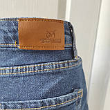 Джинси жіночі МОМ стрейч косі кишені 40 сині, фото 3