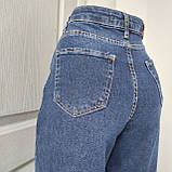 Джинси жіночі МОМ стрейч косі кишені 40 сині, фото 4