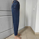 Джинси жіночі МОМ стрейч косі кишені 40 сині, фото 6