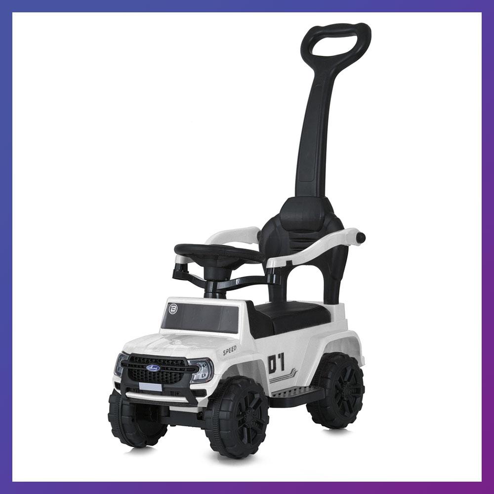 Дитяча каталка-толокар Bambi M 5804 з батьківською ручкою 2 в 1 Білий
