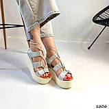 Женские босоножки на платформе, женские серебряные босоножки на танкетке, фото 3