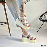 Женские босоножки на платформе, женские серебряные босоножки на танкетке, фото 2