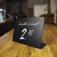 Цінник для крейди та маркеру чорний, (20 шт в упаковці), формат А7(105х74мм), з підставкою (L-подібний)