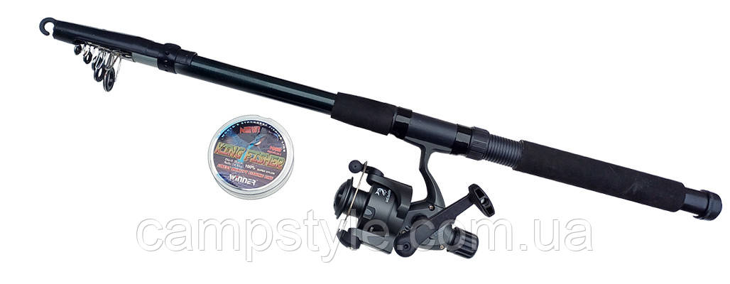 Рибальський набір 3 в 1 вудлище телескоп Winner 3,6 м котушка Cobra CB240 волосінь 0,35 мм, фото 1