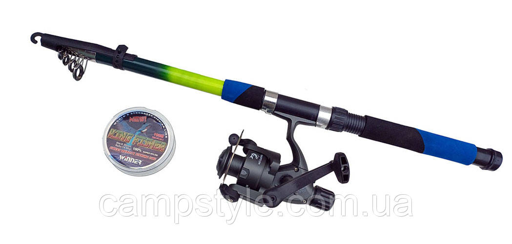 Рибальський набір 3 в 1 вудлище телескоп Winner 2,7 м котушка Cobra CB240 волосінь 0,35 мм, фото 1