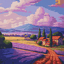 Алмазна мозайка 40*40 "Лавандове поле" No7966, Ідейка