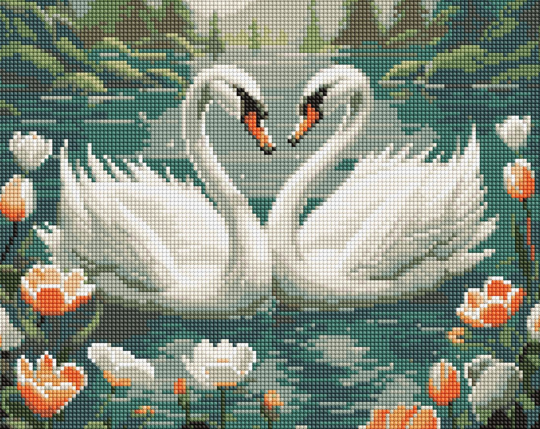 Алмазна мозайка 40*40 "Лебедина вірність" No7964, Ідейка, фото 1