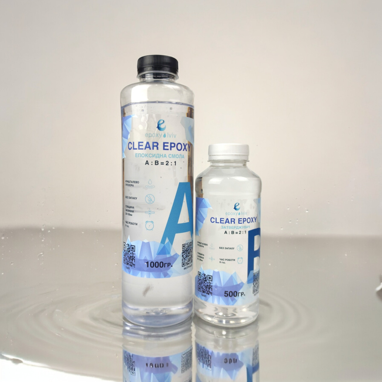 Епоксидна смола CLEAR EPOXY 1,5 кг для заливок стільниць прозора