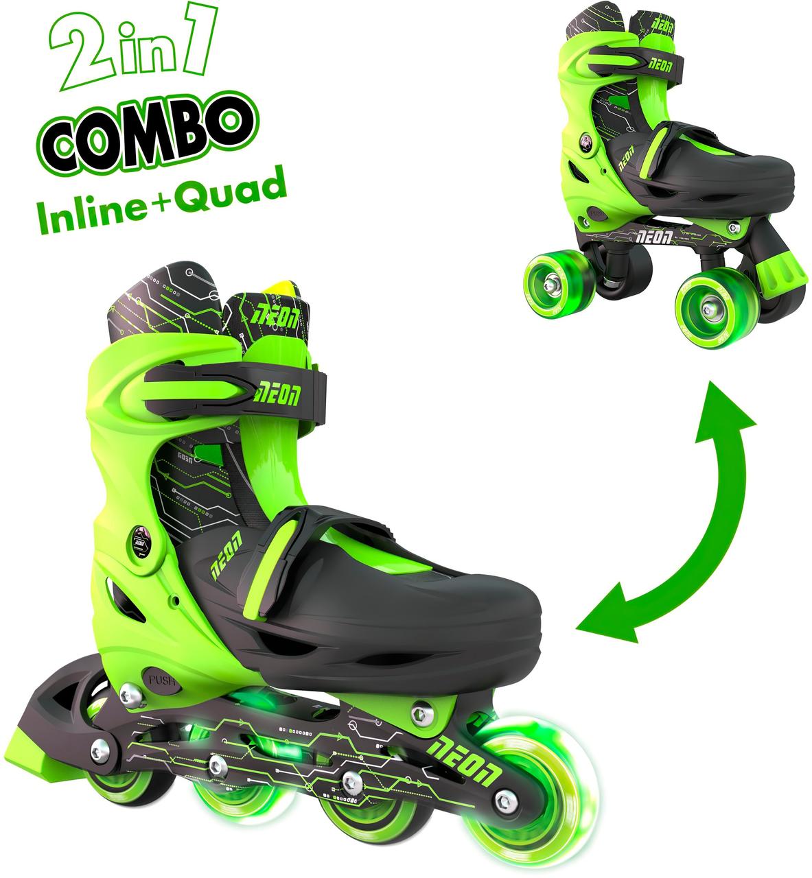 Ролики Neon Combo Skates Салатовий розмір 30-33, фото 1