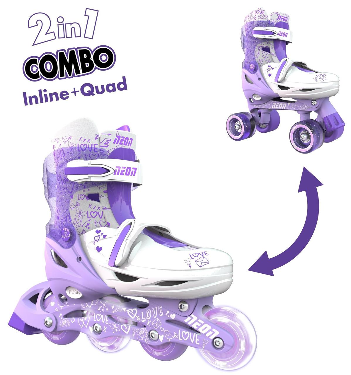 Ролики Neon Combo Skates Фіолетовий розмір 30-33, фото 1