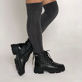 Черевики жіночі демісезонні зі шкіри чорного кольору «Style Shoes»