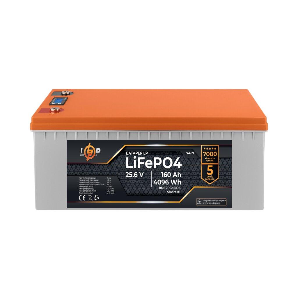 Акумулятор LP LiFePO4 25,6V - 160 Ah (4096Wh) (BMS 200A/100А) пластик LCD Smart BT