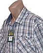 Теніска чоловіча великого розміру Hetai vk-323 класична синя в клітку бавовна, чоловіча сорочка 100% бавовна, фото 7