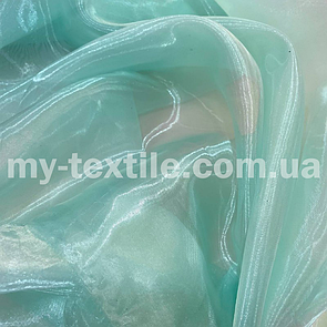 Тканина органза прозора з переливом 150 см однотон М'ятний