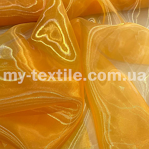 Тканина органза прозора з переливом 150 см однотон Жовтий жовток