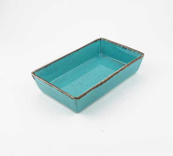Бірюзовий порцеляновий салатник Porland Turquoise прямокутний 16 см (358916/T)