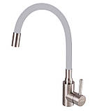 Змішувач для кухні З ГНУЧКИМ виливом сірого кольору Haiba SUS-011 REFL GREY (HB3890) Хайба нержавіюча сталь, фото 2