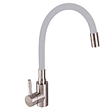 Змішувач для кухні З ГНУЧКИМ виливом сірого кольору Haiba SUS-011 REFL GREY (HB3890) Хайба нержавіюча сталь, фото 5