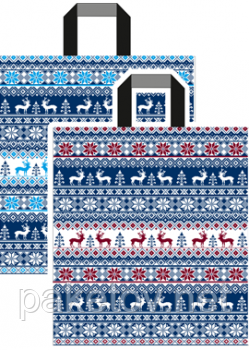 Пакет із ручками петля "Олені" (38х43+3) 80 мкм 25 шт./паковання