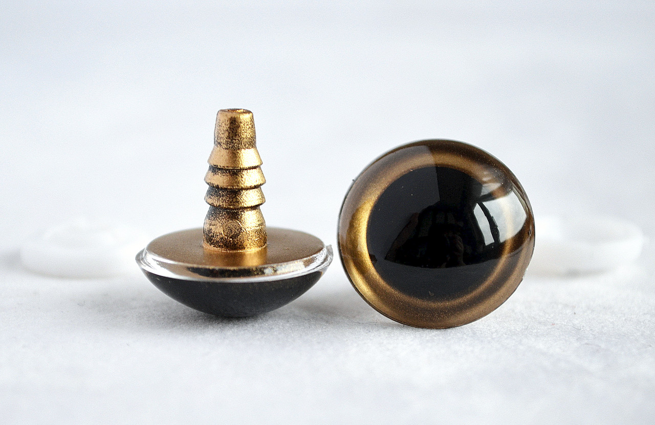 Очі для іграшок гвинтові, d-20 мм, золоті, пара, фото 1